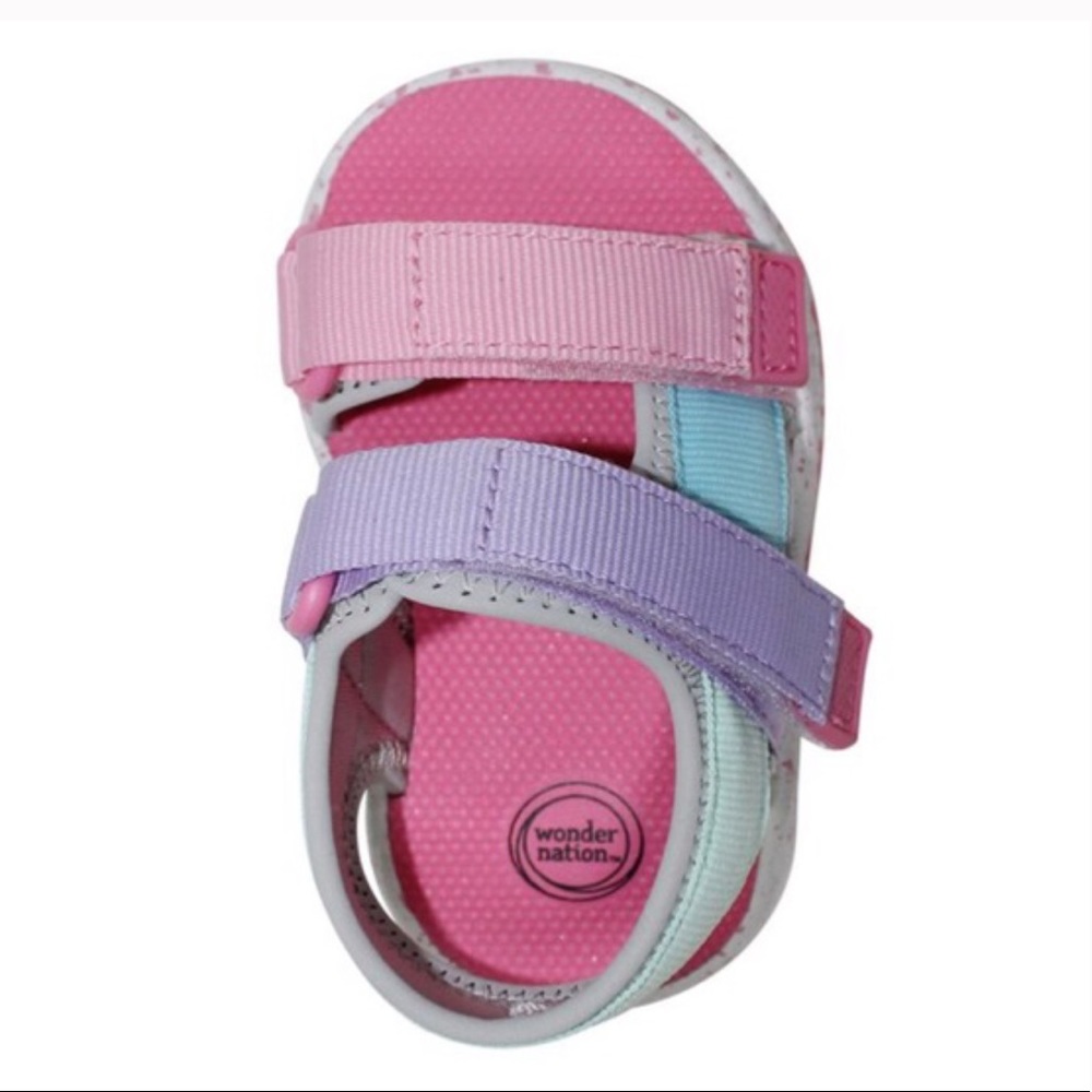 NWT Wonder Nation Baby Girl Colorblock Summer Sport Sandals Size 2 - Picture 3 of 10